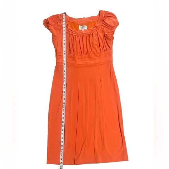 Julian Taylor Orange Pleat Embellished Midi Dress-size 14 - Picture 4 of 4